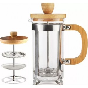 CAFETIÈRE À PRESSION MANCHE EN BOIS 0.6L YITIAN  - 1