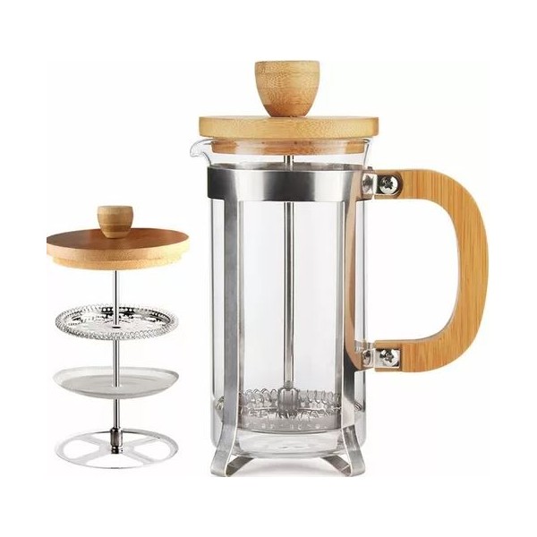 CAFETIÈRE À PRESSION MANCHE EN BOIS 0.6L YITIAN  - 1