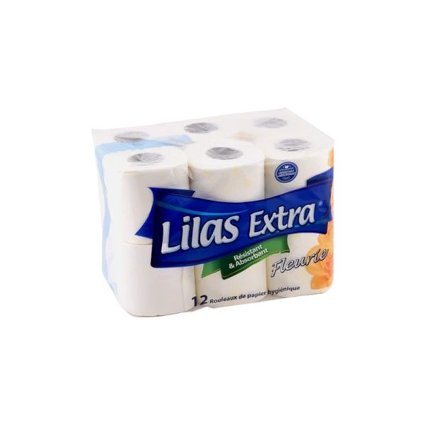 LOT DE 12 ROULEAUX PAPIER HYGIÉNIQUE LILAS