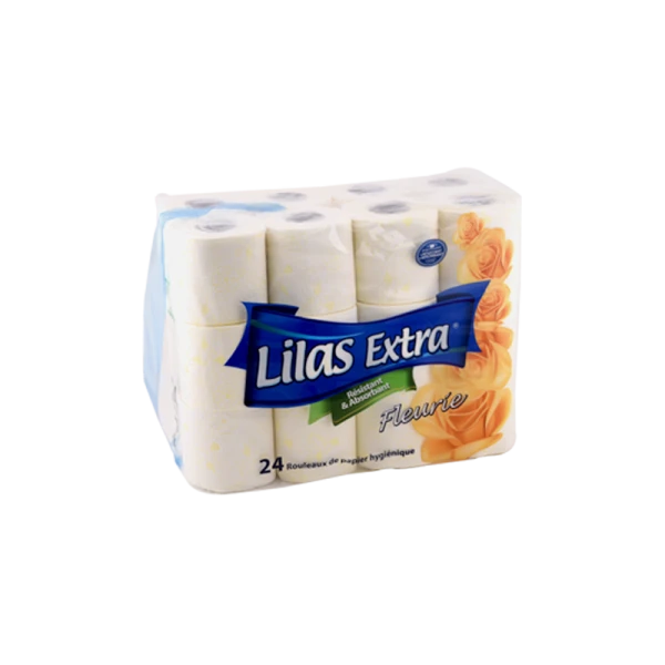 LOT DE 24 ROULEAUX PAPIER HYGIÉNIQUE LILAS