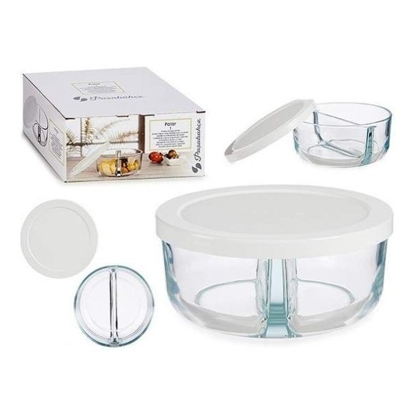 BÔITE DE CONSERVATION À DEUX COMPARTIMENTS EN VERRE AVEC COUVERCLE PASABAHCE