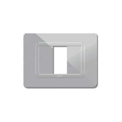 PLAQUE TECHNOPOLYMERE 44 RECTANGULAIRE ARGENT OPAQUE 1 MODULE SOMEF SOMEF - 1