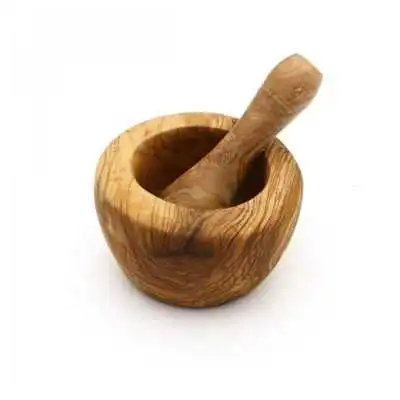 MORTIER AVEC PILON EN BOIS D'OLIVIER Ø10CM - 1