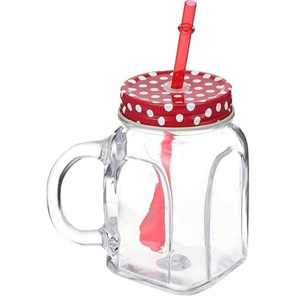 CHOPE AVEC COUVERCLE ET PAILLE ROUGE 450 ML PASABAHCE