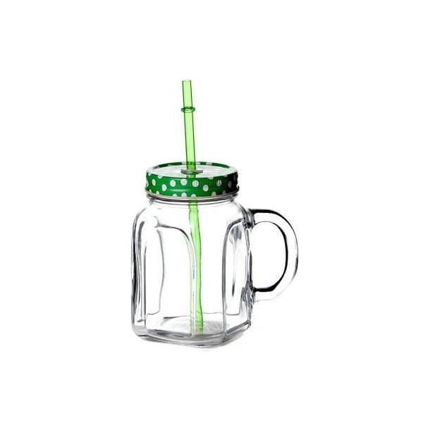 CHOPE AVEC COUVERCLE ET PAILLE VERT 450 ML PASABAHCE