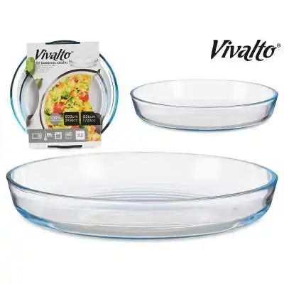 LOT DE 2 PLATS À FOUR ROND EN VERRE TRANSPARENT VIVALTO VIVALTO - 1 LOT DE 2 PLATS À FOUR ROND EN VERRE TRANSPARENT VIVALTO VIVALTO - 1
