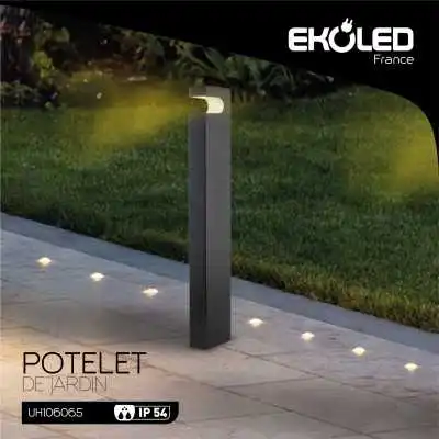 POTELET LED EXTÉRIEUR 9W/IP54 LUMIÈRE JAUNE H 50CM NOIR EKOLED EKOLED - 2