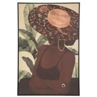 TOILE IMPRIMÉE ENCADRÉE "CHAPEAU" EN BOIS 60X90CM ATMOSPHERA ATMOSPHERA - 1 TOILE IMPRIMÉE ENCADRÉE "CHAPEAU" EN BOIS 60X90CM ATMOSPHERA ATMOSPHERA - 1