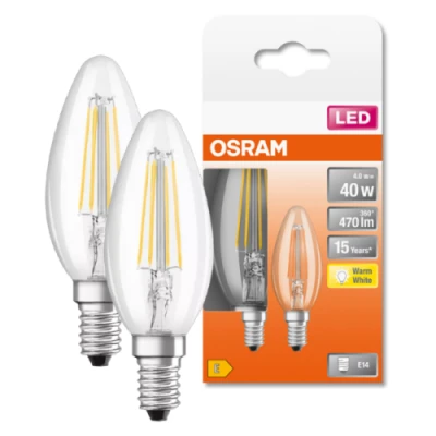 LOT DE 2 LAMPES LED STAR CLASSIC B 40 E14 4W 2700K OSRAM LEDVANCE - 3 LOT DE 2 LAMPES LED STAR CLASSIC B 40 E14 4W 2700K OSRAM LEDVANCE - 3