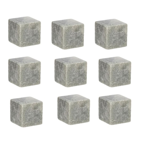LOT DE 9 PIERRES À WHISKY GLAÇONS 2CM GRIS