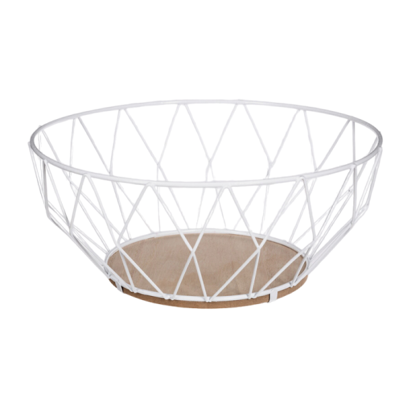 CORBEILLE LOSANGE EN MÉTAL Ø28CM BLANC 5FIVE