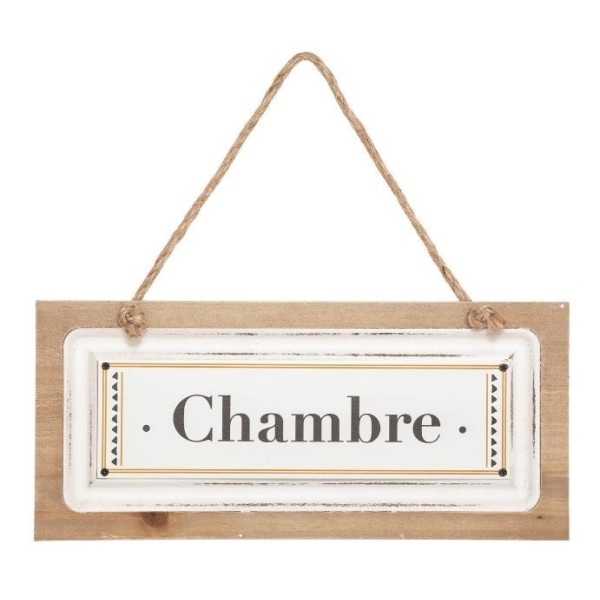 PLAQUE DE PORTE EN BOIS ET MÉTAL BLANC 30X13,5 CM ATMOSPHERA