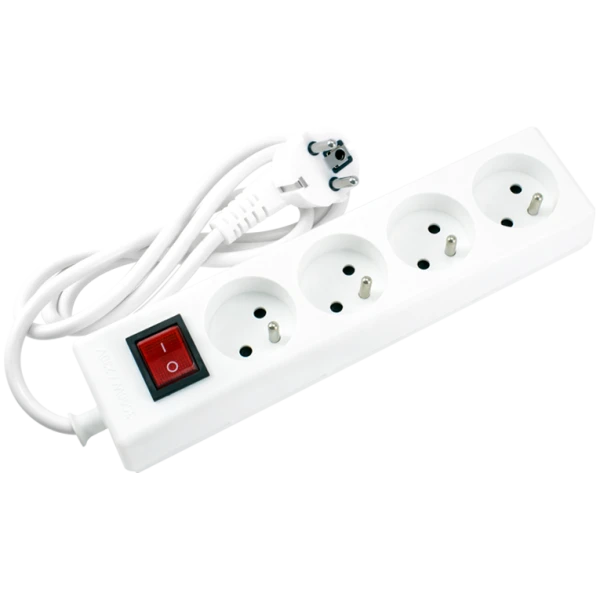 BLOC MULTIPRISE 4 PRISES 2P+T AVEC INTERRUPTEUR 3M STIEL