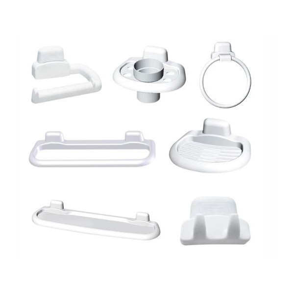 ENSEMBLE DE 7 ACCESSOIRES DE SALLE DE BAIN MARJOLAINE BLANC LUX-PLAST