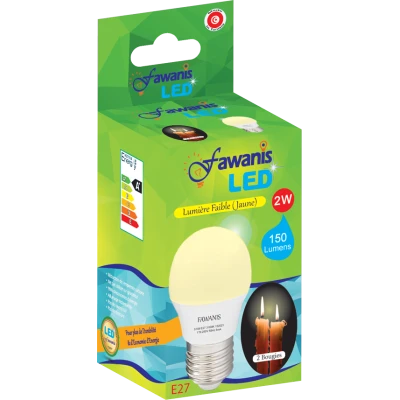 LAMPE LED SHÉRIQUE 2W E27 LUMIÉRE JAUNE FAWANIS FAWANIS - 1