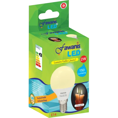 LAMPE LED SHÉRIQUE 2W E14 LUMIÉRE JAUNE FAWANIS FAWANIS - 1