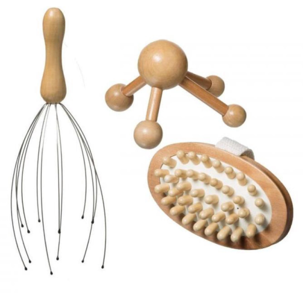 COFFRET DE 3 ACCESSOIRES DE MASSAGE EN BOIS 5FIVE