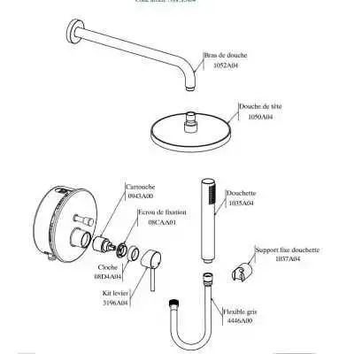 KIT MITIGEUR DE DOUCHE ENCASTRE AVEC INVERSEUR BIZERTE SOPAL SOPAL - 2