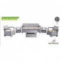 SALON DE JARDIN SYPHAX 5 PLACES GRIS AVEC COUSSINS SOFPINCE SOFPINCE - 2