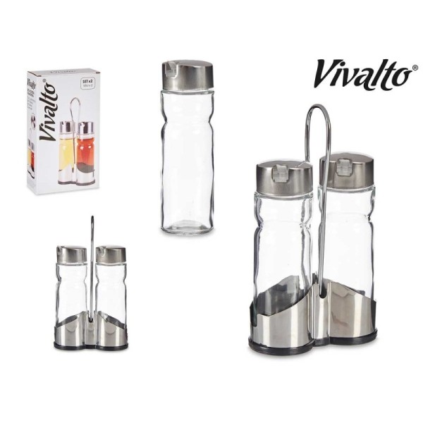 SET HUILE ET VINAIGRE 2PIÈCES AVEC SUPPORT VIVALTO