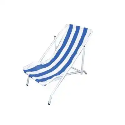CHAISE LONGUE EN TOILE RAYE BLANC/BLEU - 1