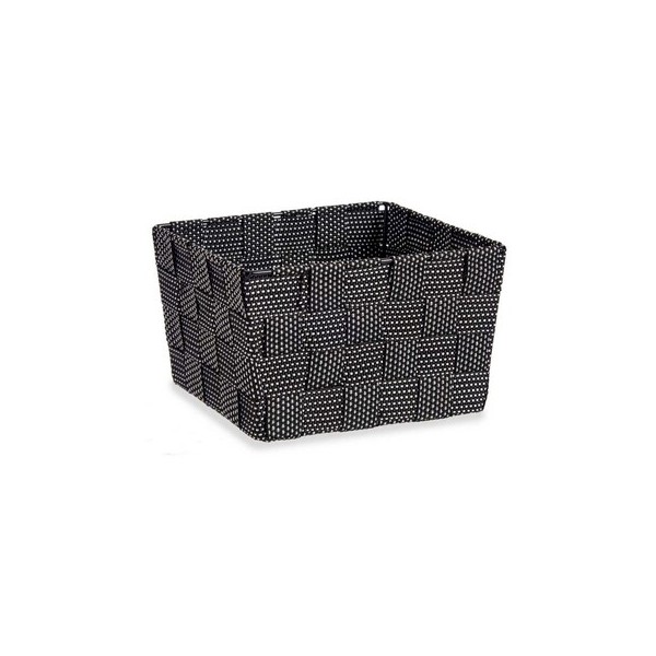 Poubelle noire carrée en plastique motif rotin, panier de stockage