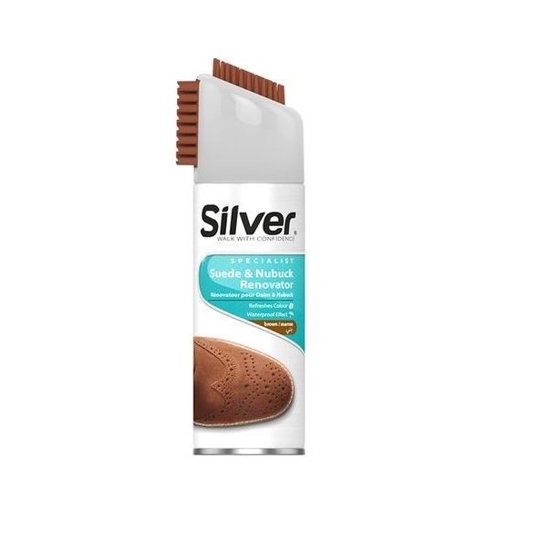 RÉNOVATEUR POUR DAIM ET NUBUCK AVEC BROSSE MARRON 200ML SILVER