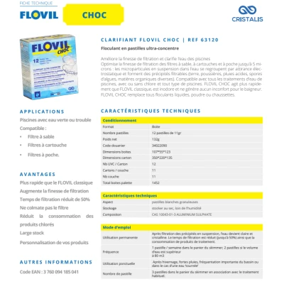 CLARIFIANT DE PISCINE 12 PASTILLES FLOVIL CHOC  - 2