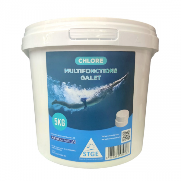 Galet multi fonctions chlore floculant algicide piscine 5 kg