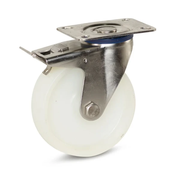 ROULETTE PIVOTANTE À PLATINE AVEC FREIN 125MM POLYAMIDE ACEM