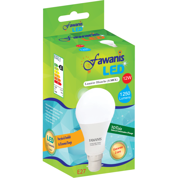 LAMPE LED STANDARD 12W E27 LUMIÈRE BLANCHE FAWANIS