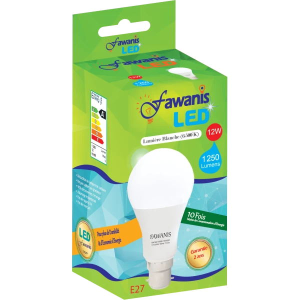 LAMPE LED STANDARD 12W E27 LUMIÈRE BLANCHE FAWANIS