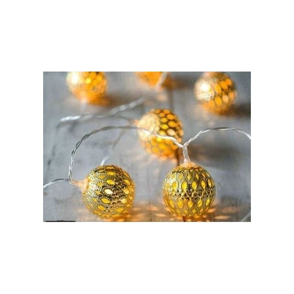 GUIRLANDE LUMINEUSE LED MAROCAINES DORÉE 10M LUMIÈRE JAUNE EKOLED