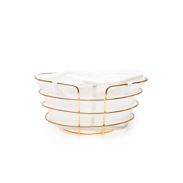 CORBEILLE À PAIN RONDE Ø 24CM EN MÉTAL DORÉ AVEC INSERT EN TISSU