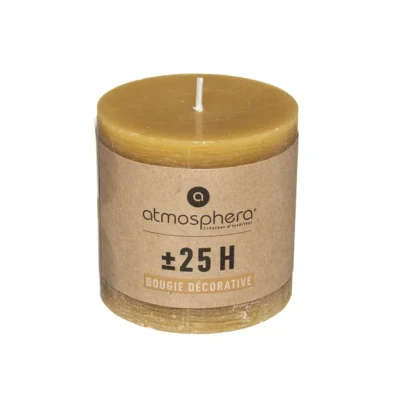 BOUGIE RUSTIQUE JAUNE Ø 6.7CM ATMOSPHERA ATMOSPHERA - 1