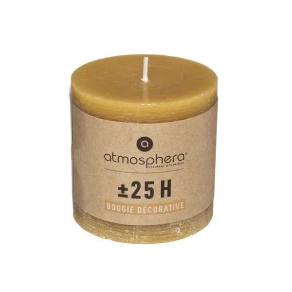 BOUGIE RUSTIQUE JAUNE Ø 6.7CM ATMOSPHERA