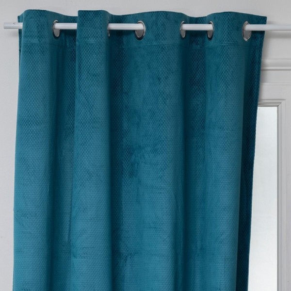 RIDEAU OCCULTANT EN VELOURS 140*260CM BLEU CANARD ATMOSPHERA