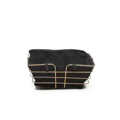 CORBEILLE À PAIN RECTANGULAIRE EN MÉTAL DORÉ AVEC INSERT EN TISSU - 1