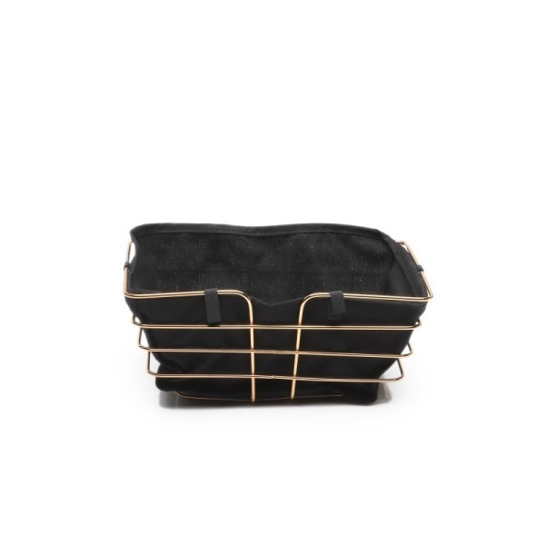 CORBEILLE À PAIN RECTANGULAIRE EN MÉTAL DORÉ AVEC INSERT EN TISSU