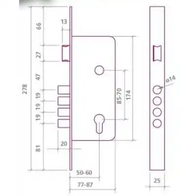 SERRURE ENCASTREE AVEC CYLINDRE 700B 70/7 NICKEL EZCURRA EZCURRA - 2
