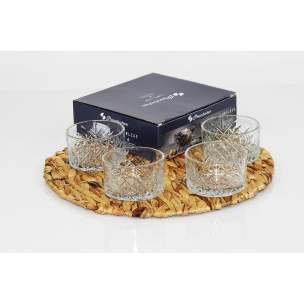 LOT DE 4 BOLS TIMELESS EN VERRE Ø9CM PASABAHCE