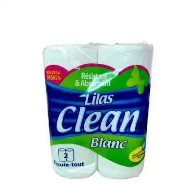 LOT DE 2 ROULEAUX ESSUIE-TOUT BLANC LILAS CLEAN LILAS - 1
