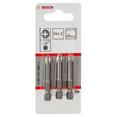LOT DE 3 EMBOUTS PH2 x 49MM 1/4” HEX BITS BOSCH BOSCH - 1