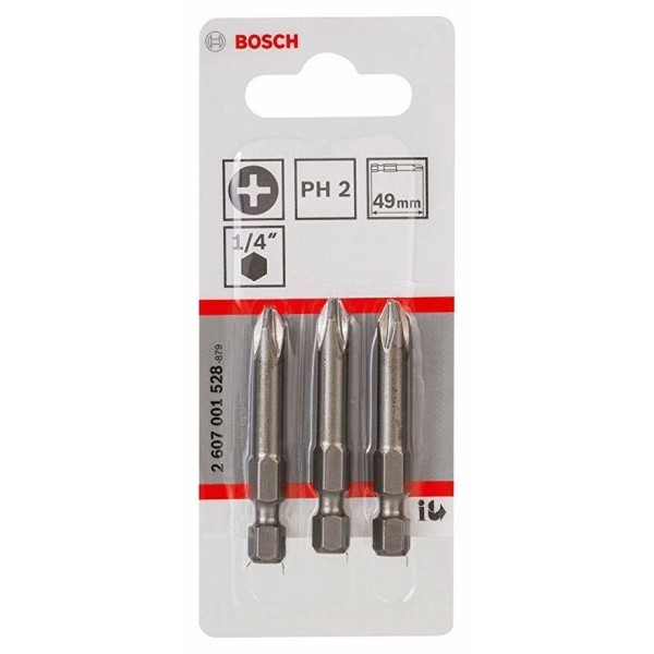 LOT DE 3 EMBOUTS PH2 x 49MM 1/4” HEX BITS BOSCH