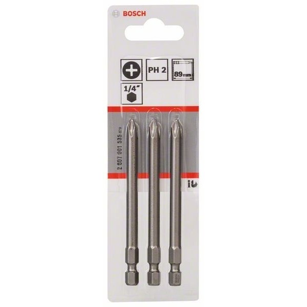 LOT DE 3 EMBOUTS PH 2 x 89MM 1/4” HEX BITS BOSCH