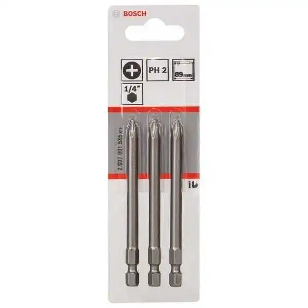 LOT DE 3 EMBOUTS PH 2 x 89MM 1/4” HEX BITS BOSCH