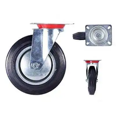 ROULETTE PIVOTANTE SANS FREIN Ø100MM EN CAOUTCHOUC NOIR - 1