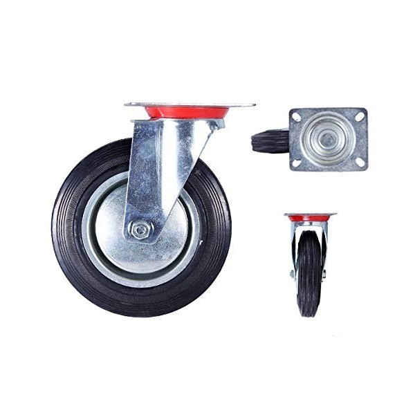 ROULETTE PIVOTANTE SANS FREIN Ø100MM EN CAOUTCHOUC NOIR