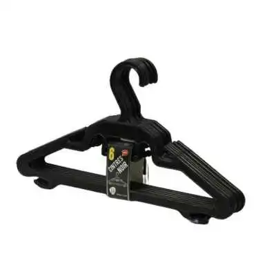 LOT DE 6 CINTRES EN PLASTIQUE NOIR LION - 1