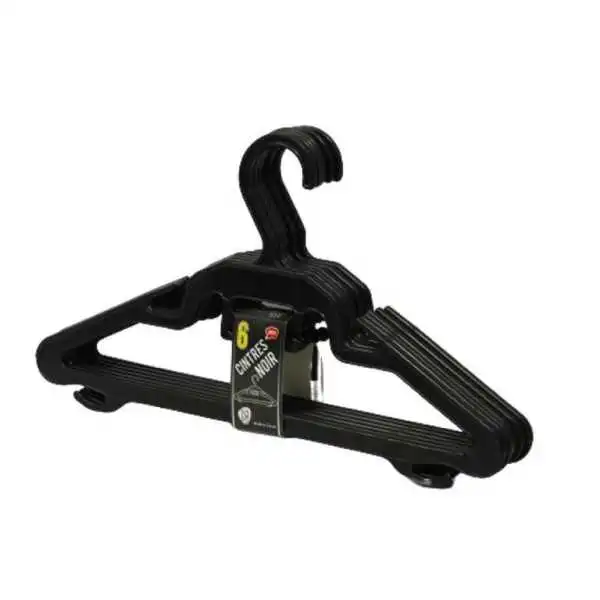 LOT DE 6 CINTRES EN PLASTIQUE NOIR LION